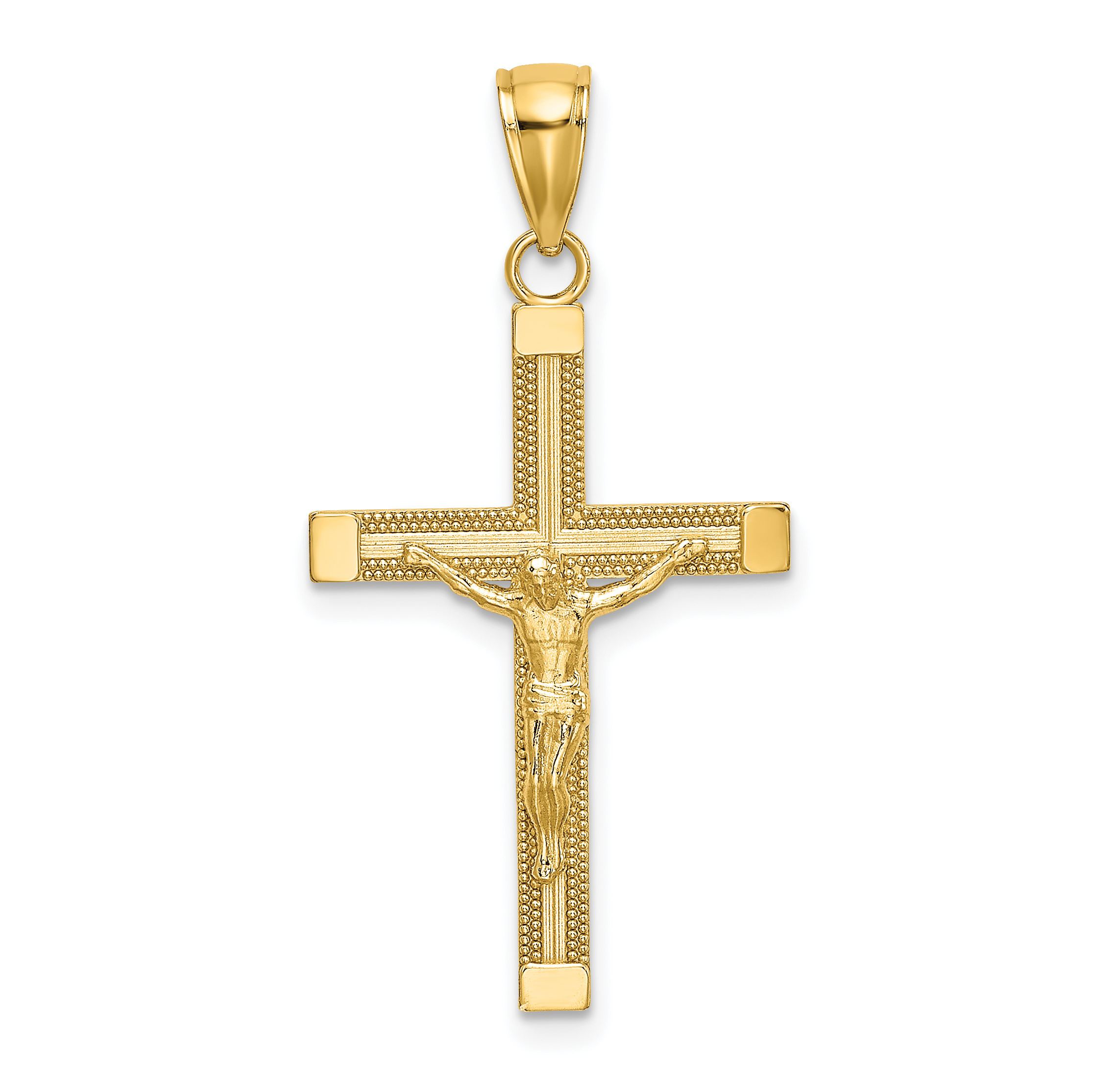 14K Polished and Textured Crucifix Charm (K8584)