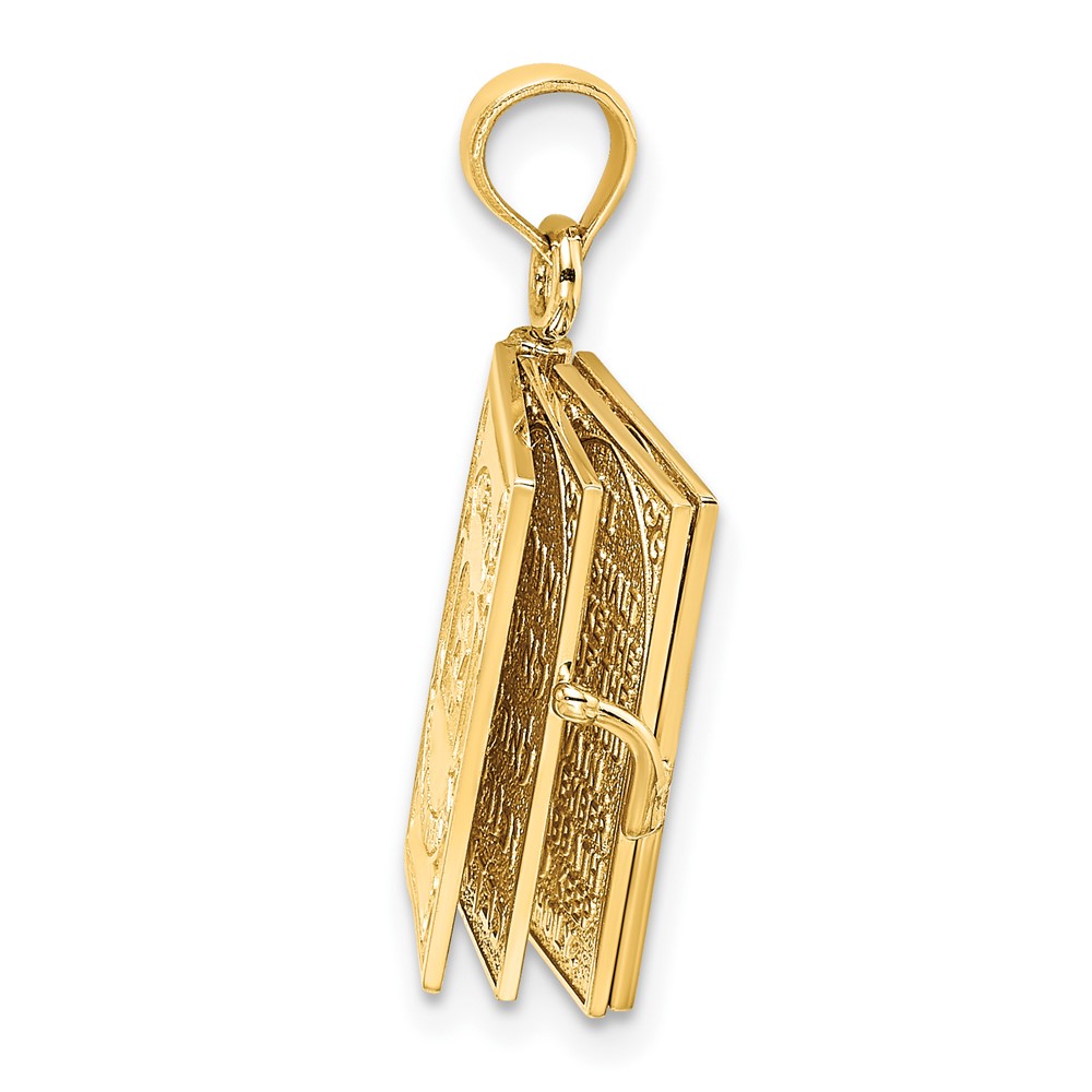 14K 3-D Moveable Hebrew Ten Commandments Book Charm (K8595)