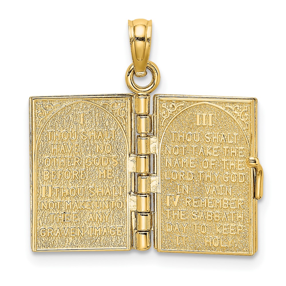 14K 3-D Moveable Hebrew Ten Commandments Book Charm (K8595)
