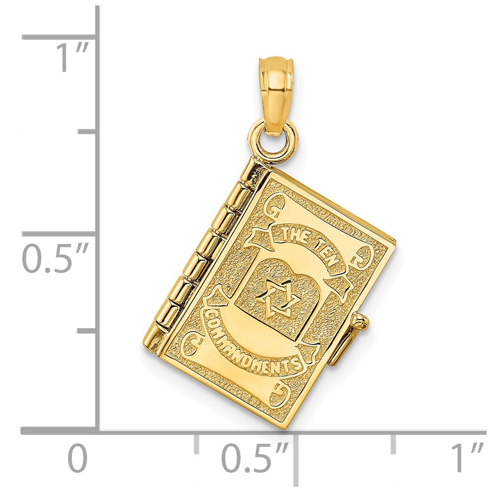 14K 3-D Moveable Hebrew Ten Commandments Book Charm (K8595)