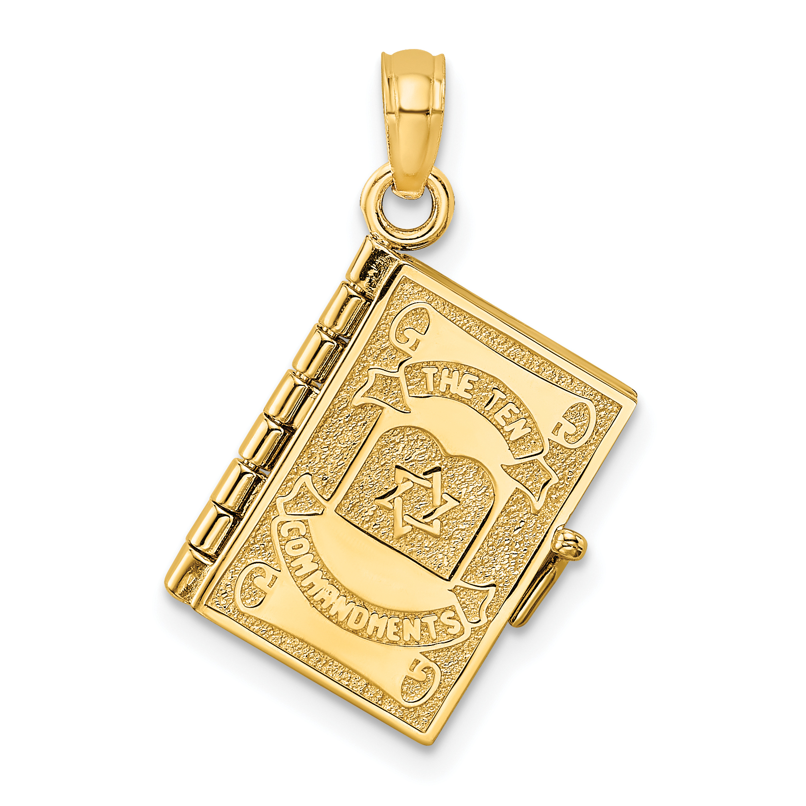 14K 3-D Moveable Hebrew Ten Commandments Book Charm (K8595)