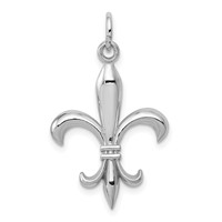 14K White Gold Hollow Fleur De Lis Charm view 1