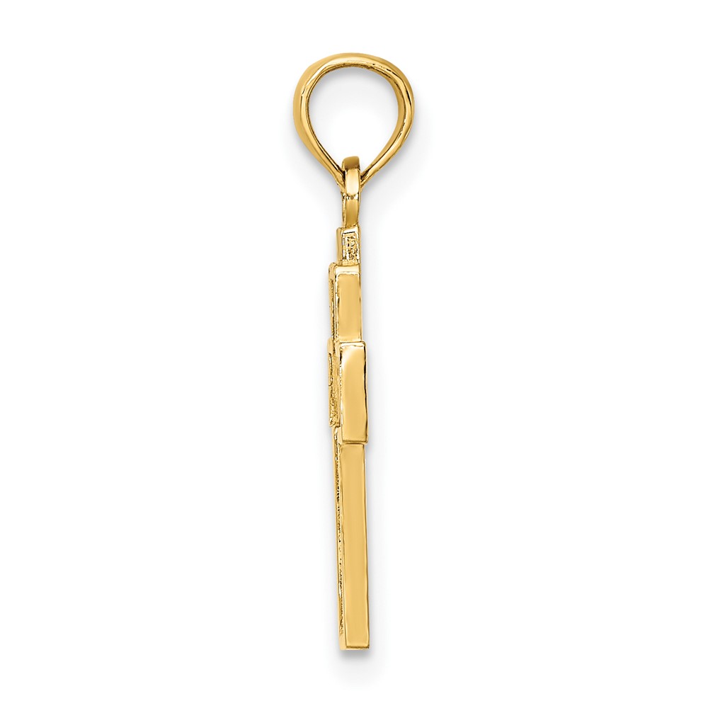 14K Cut-Out Heart Design Cross Charm (K8601)