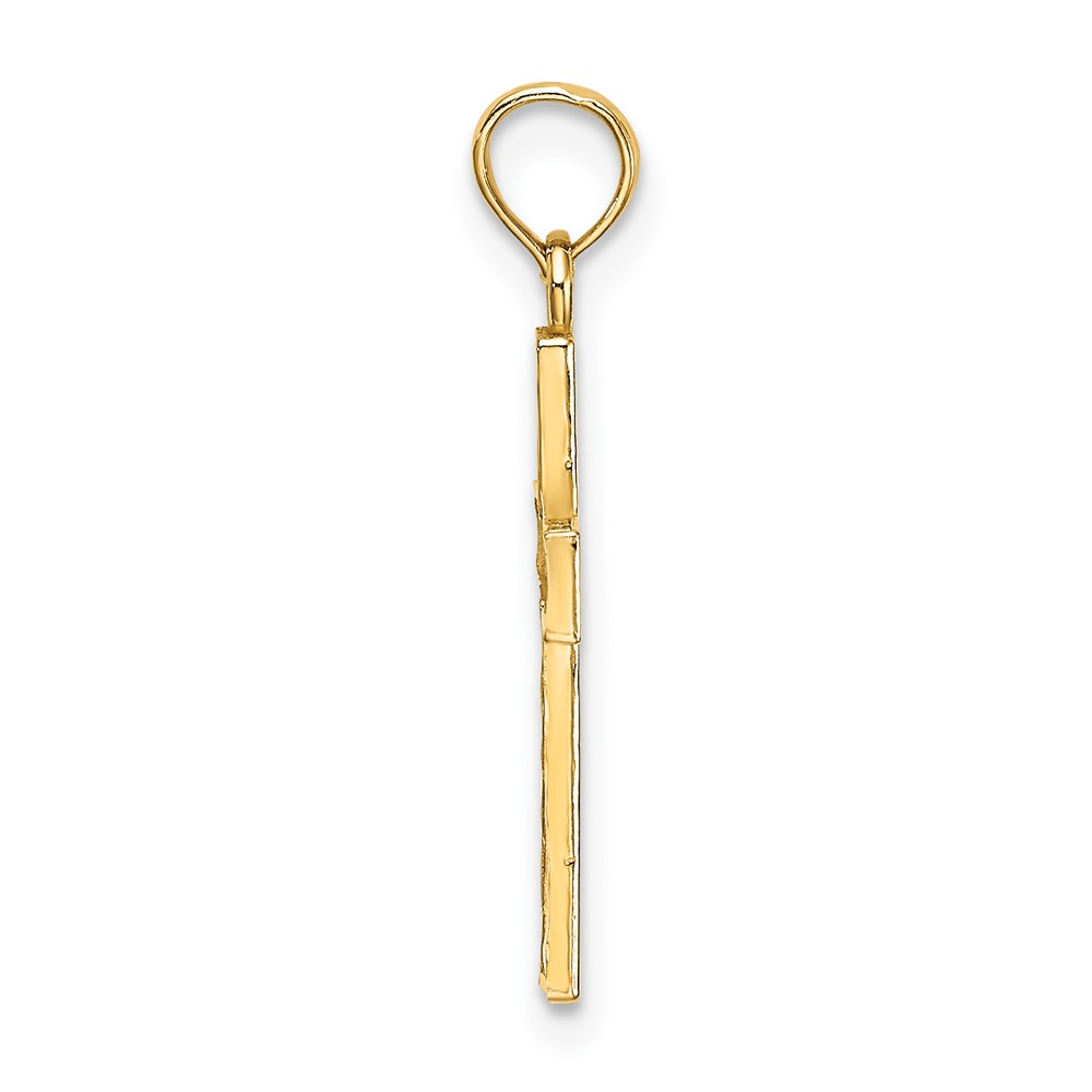 14K D/C Edge and Filigree Center Cross Charm (K8602)