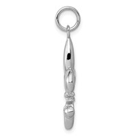 14K White Gold Solid Polished 3-D Fleur De Lis Charm view 2