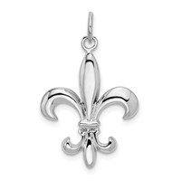 14K White Gold Solid Polished 3-D Fleur De Lis Charm view 3