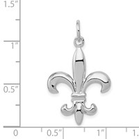 14K White Gold Solid Polished 3-D Fleur De Lis Charm view 4