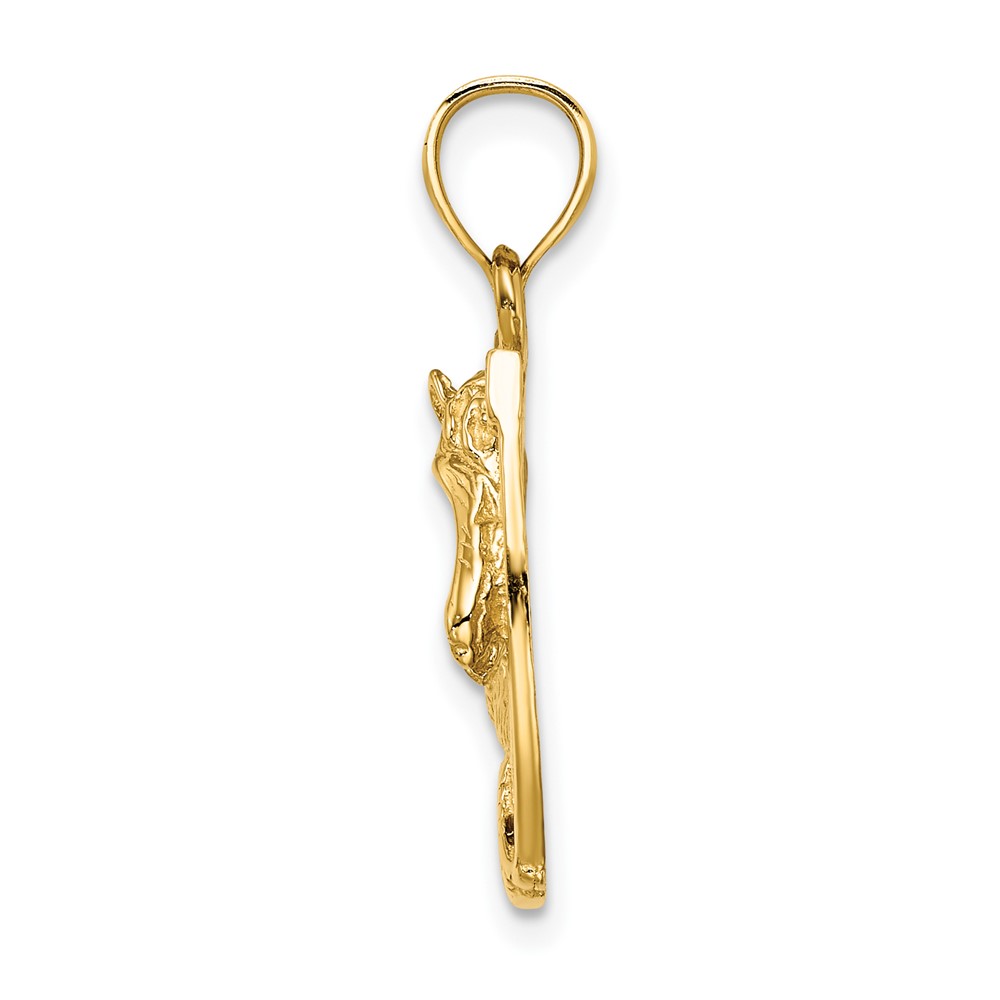 14K Horse Head In Horseshoe w/ Enameled Charm (K8612)