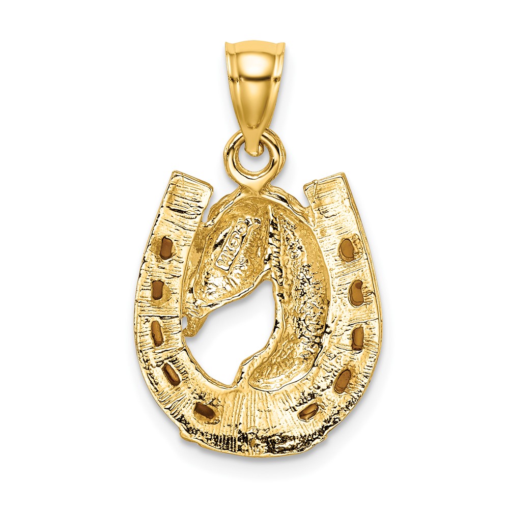 14K Horse Head In Horseshoe w/ Enameled Charm (K8612)