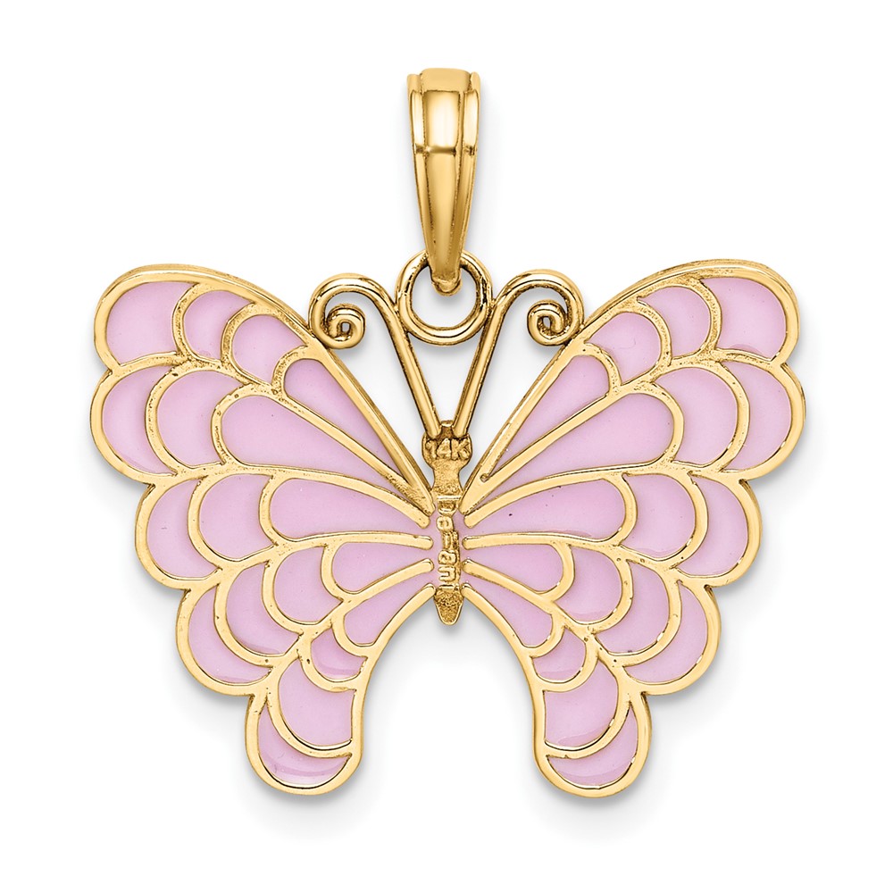 14K Lavender Enameled Butterfly Pendant (K8618)