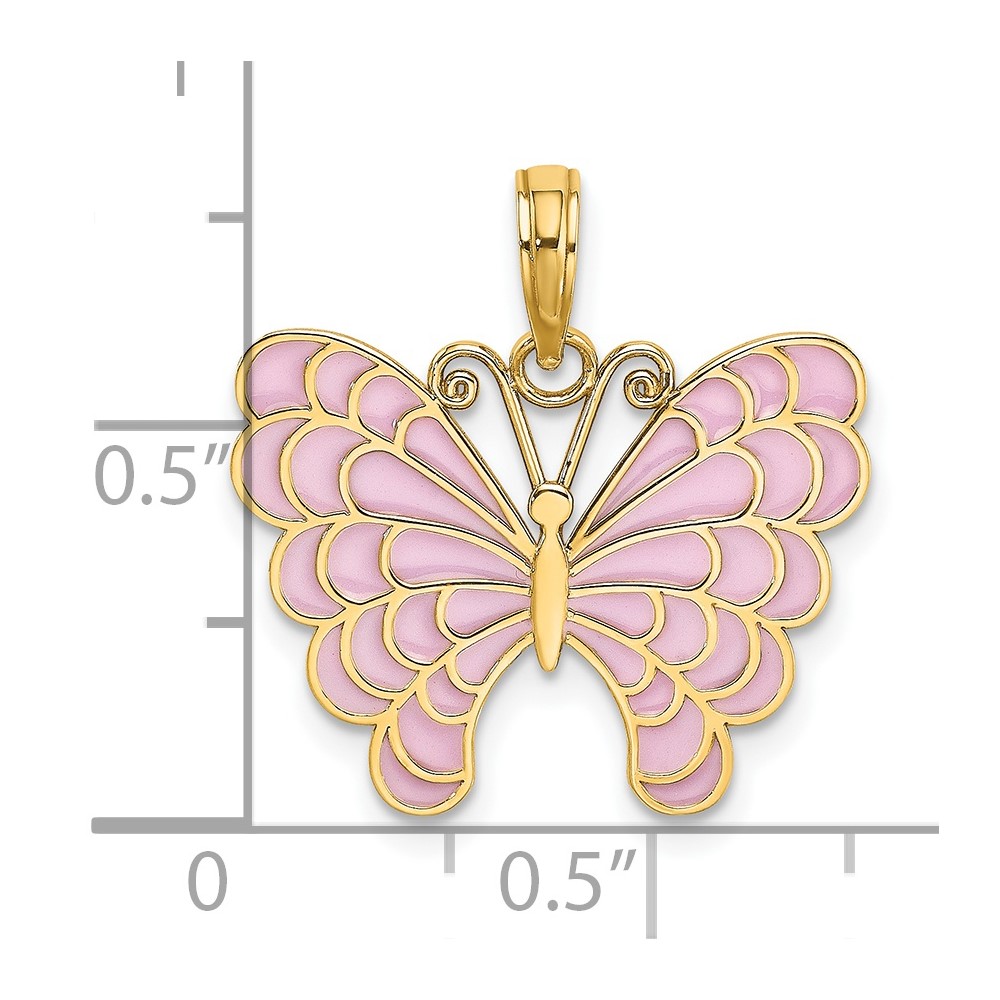 14K Lavender Enameled Butterfly Pendant (K8618)