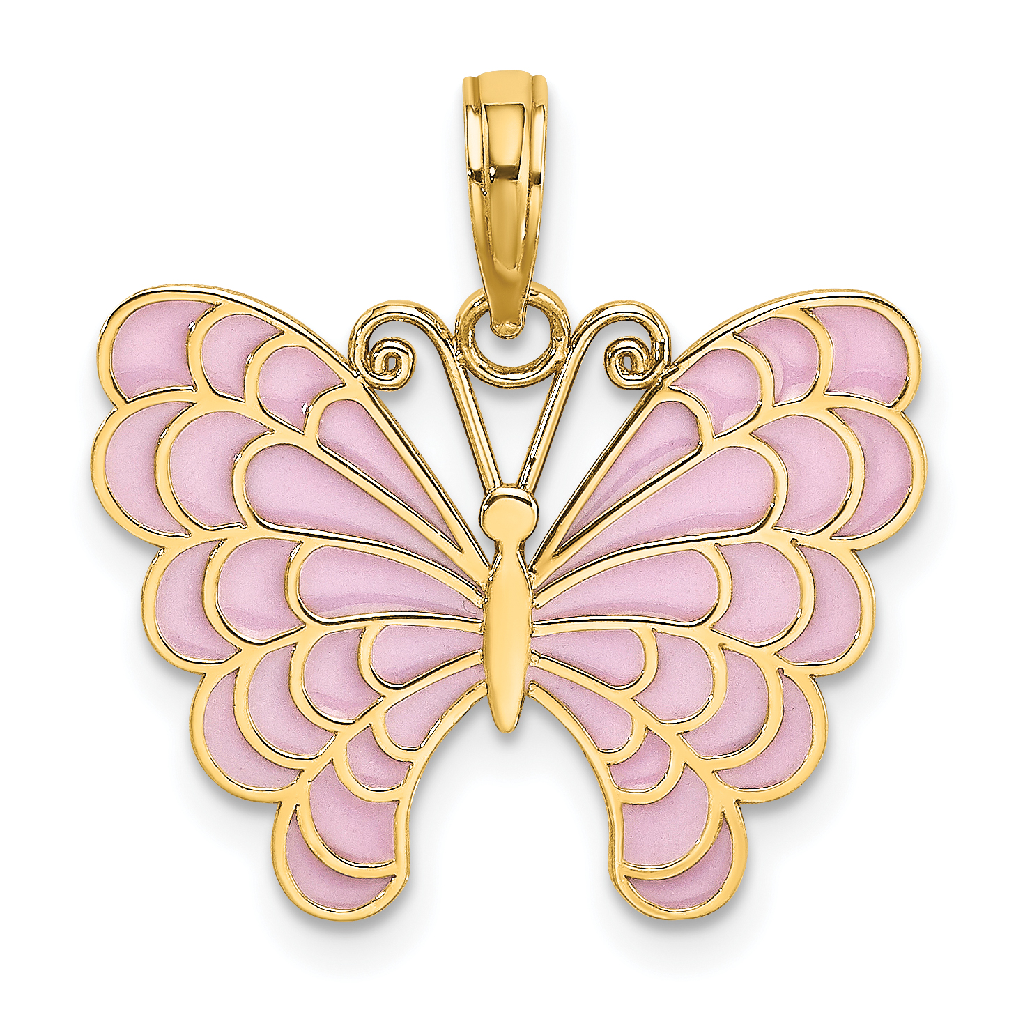 14K Lavender Enameled Butterfly Pendant (K8618)