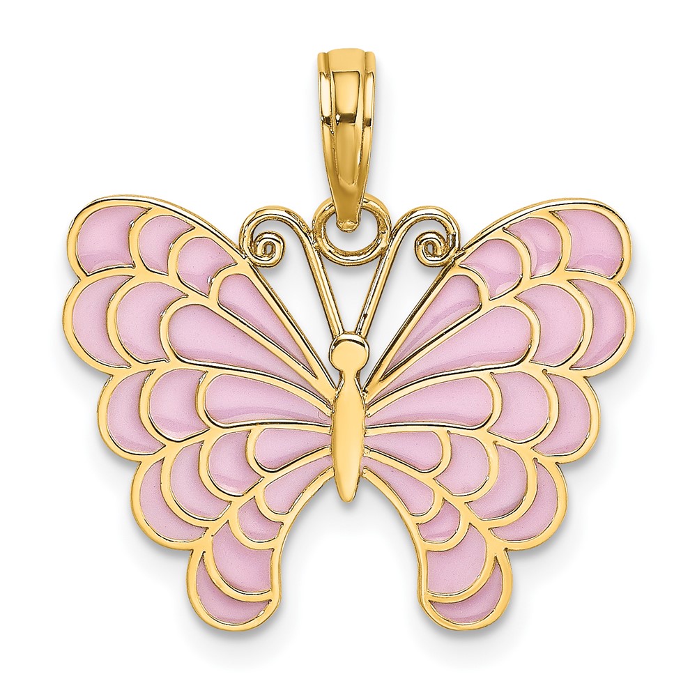 14K Lavender Enameled Butterfly Pendant (K8618)