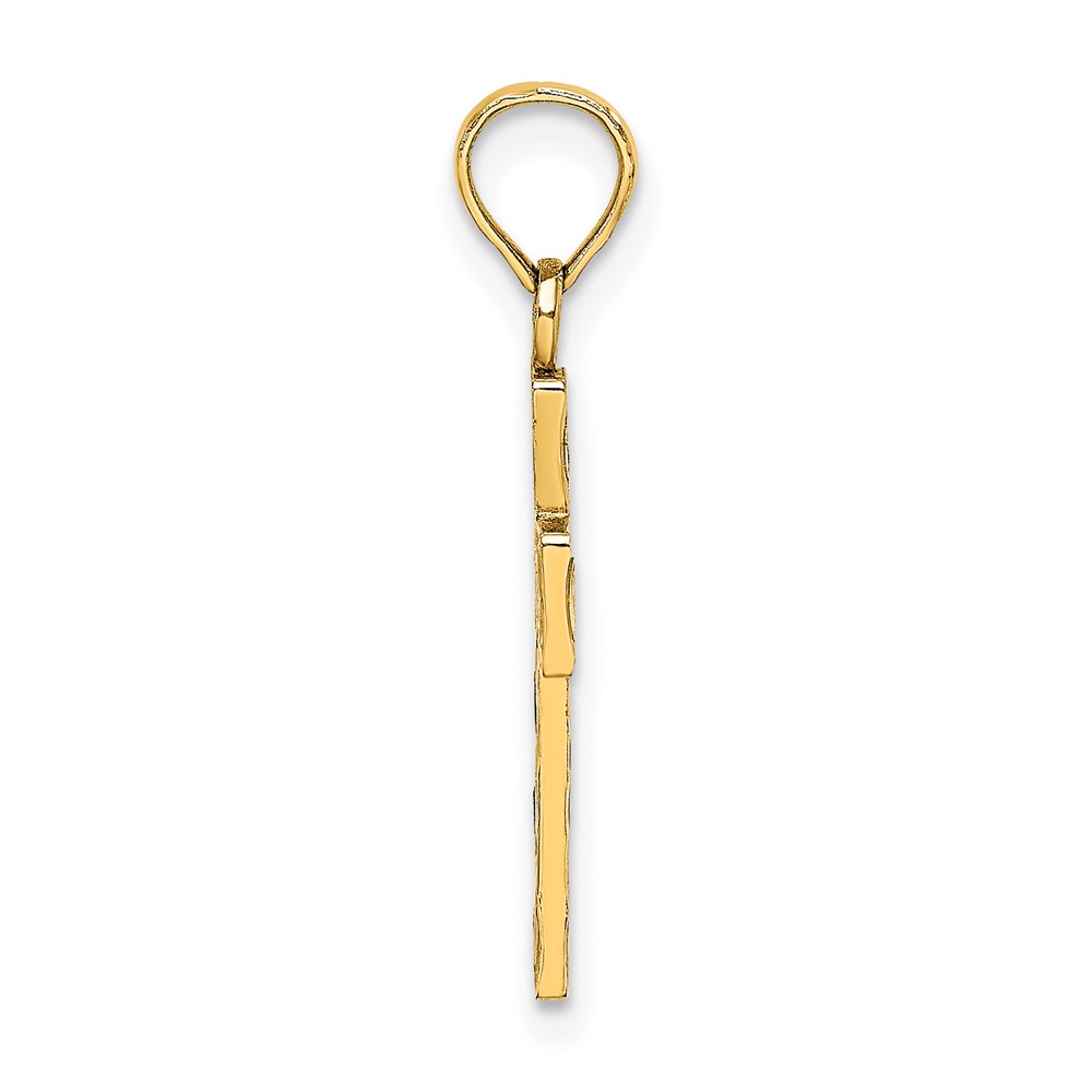 14K Enameled W/ Flower Cross Charm (K8629)