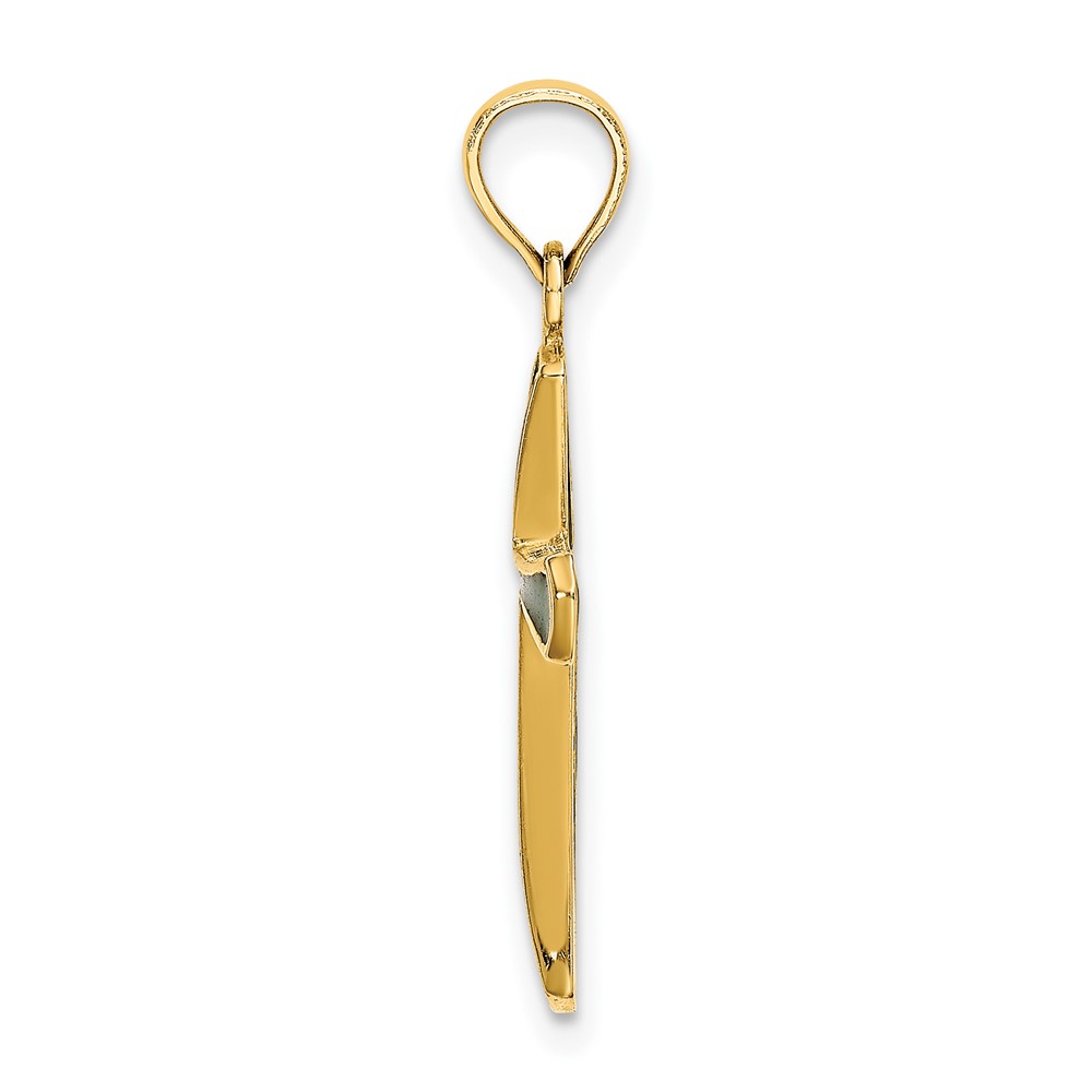 14K Green Enameled Tapered Cross Charm (K8633)