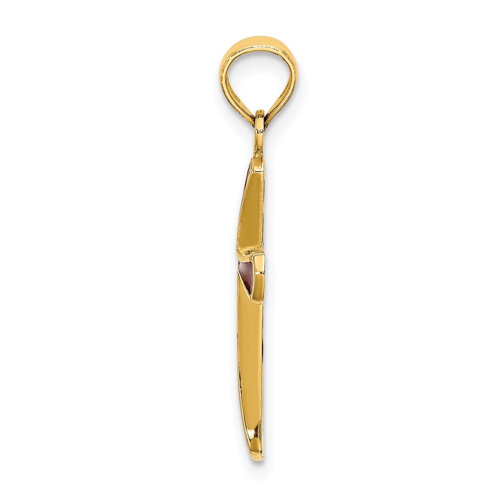 14K Pink Enameled Tapered Cross Charm (K8634)
