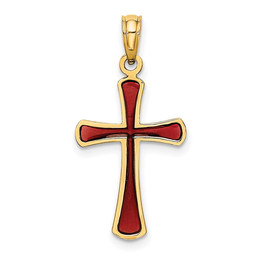 14K Pink Enameled Tapered Cross Charm (K8634)