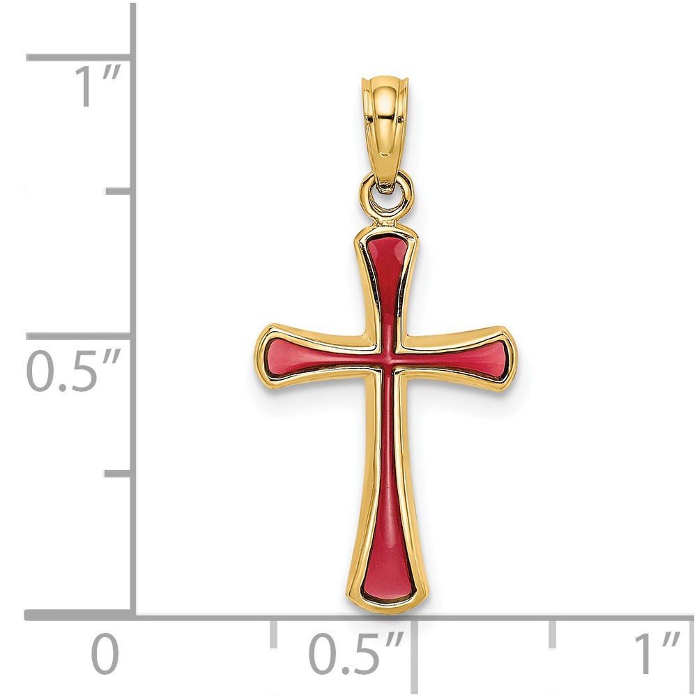 14K Pink Enameled Tapered Cross Charm (K8634)