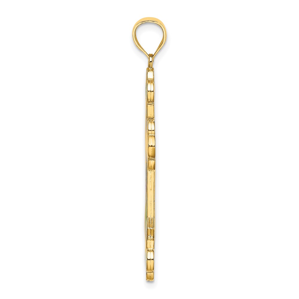 14K Multi Color Enameled Cross Charm (K8641)