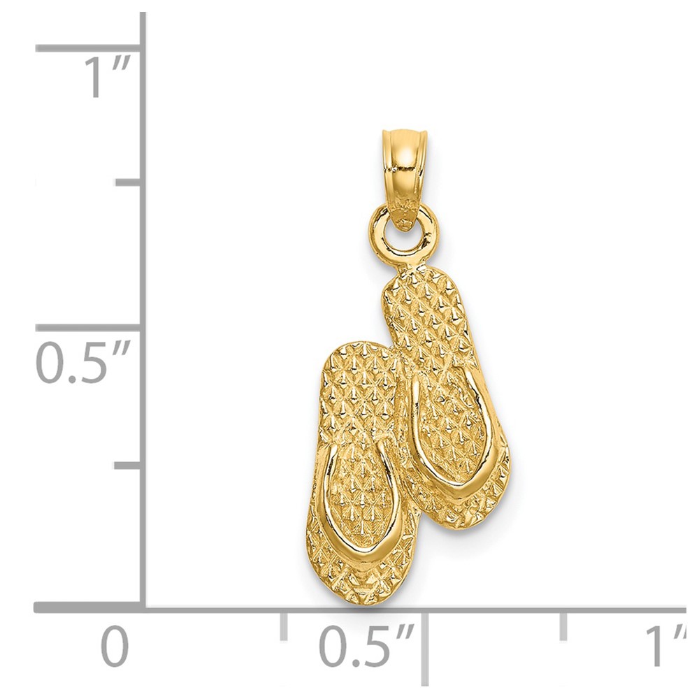 14K 3D KEY WEST Double Flip Flop Charm (K8642)