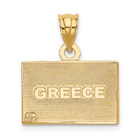 14K Yellow Gold Solid Enameled Greece Flag Pendant view 3