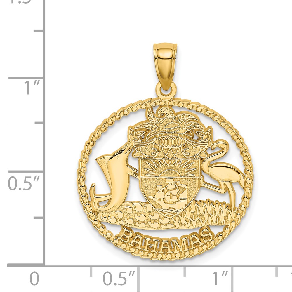 14K BAHAMAS Crest In Textured Frame Charm (K8660)