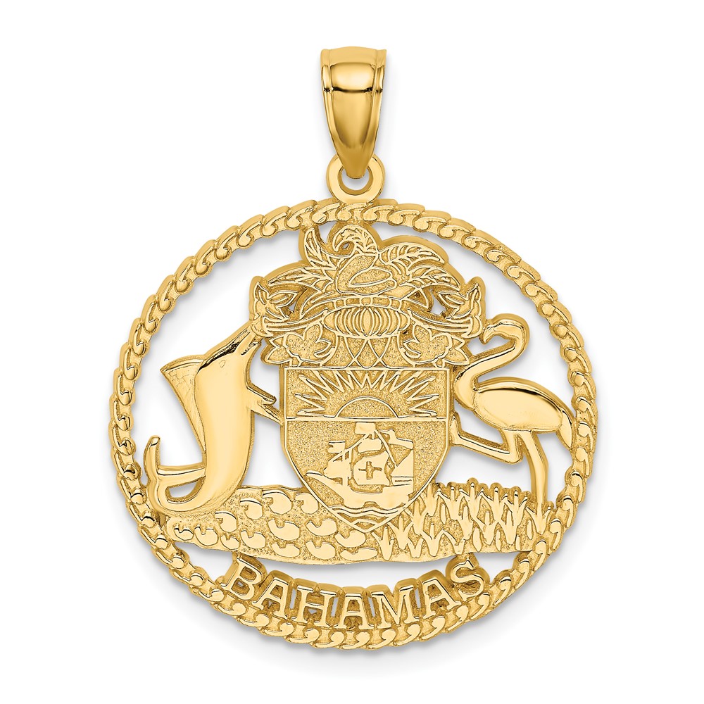 14K BAHAMAS Crest In Textured Frame Charm (K8660)