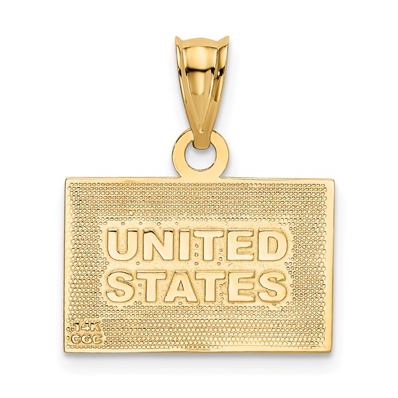 14k Enameled UNITED STATES Flag Pendant