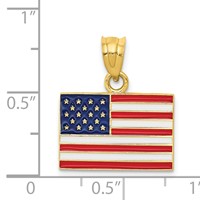 14K Yellow Gold Enameled United States Flag Pendant view 4