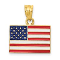 14K Yellow Gold Enameled United States Flag Pendant view 1