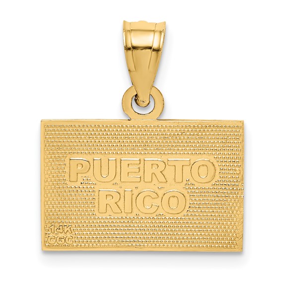 14k Solid Enameled Puerto Rico Flag Pendant