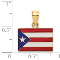 14K Yellow Gold Solid Enameled Puerto Rico Flag Pendant view 3