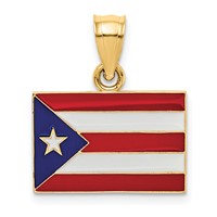 14K Yellow Gold Solid Enameled Puerto Rico Flag Pendant view 1