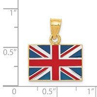 14K and White Rhodium Solid Enameled United Kingdom Flag Pendant view 4
