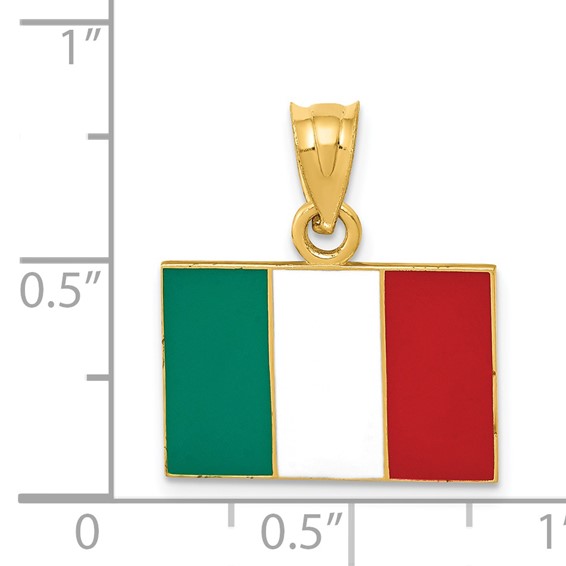 14k Solid Enameled Italy Flag Pendant