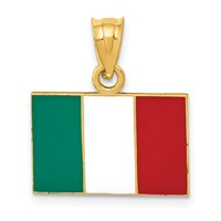 14K Yellow Gold Solid Enameled Italy Flag Pendant view 1
