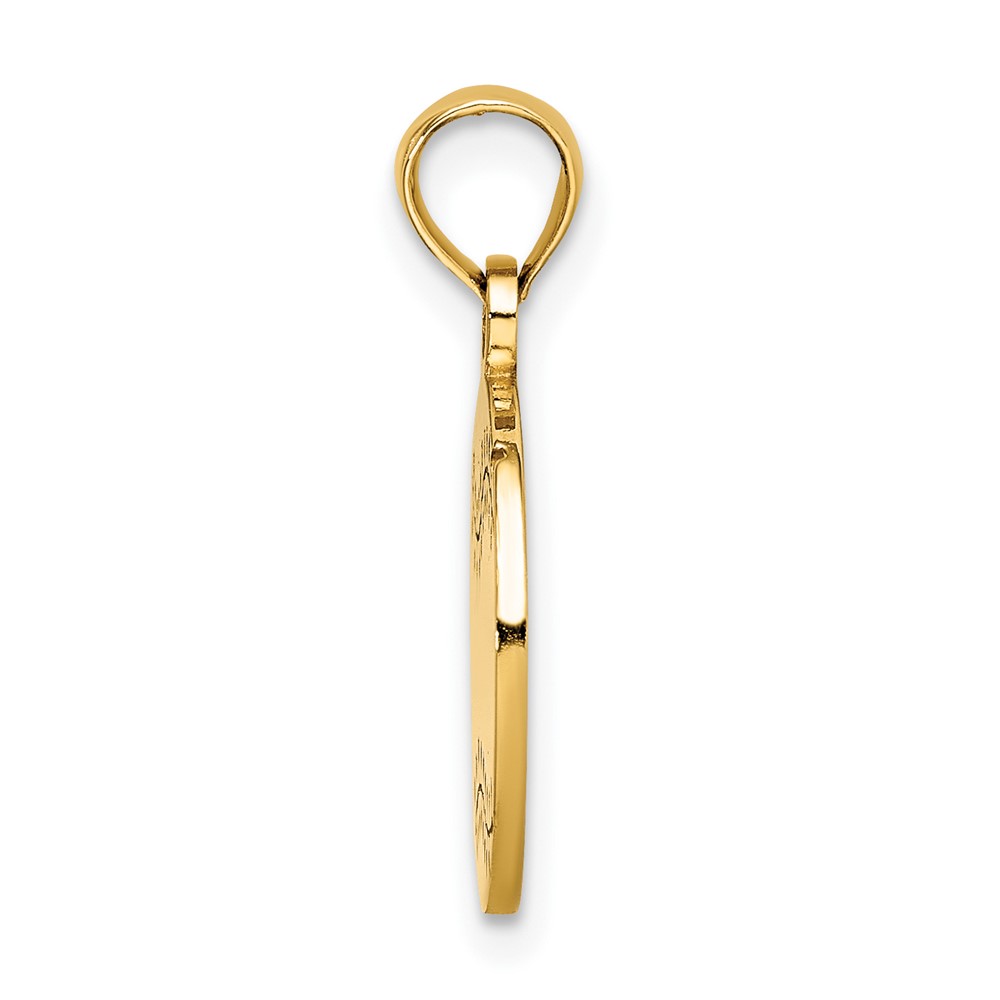 14K Polished and Textured Flat Baseball Charm (K8724)