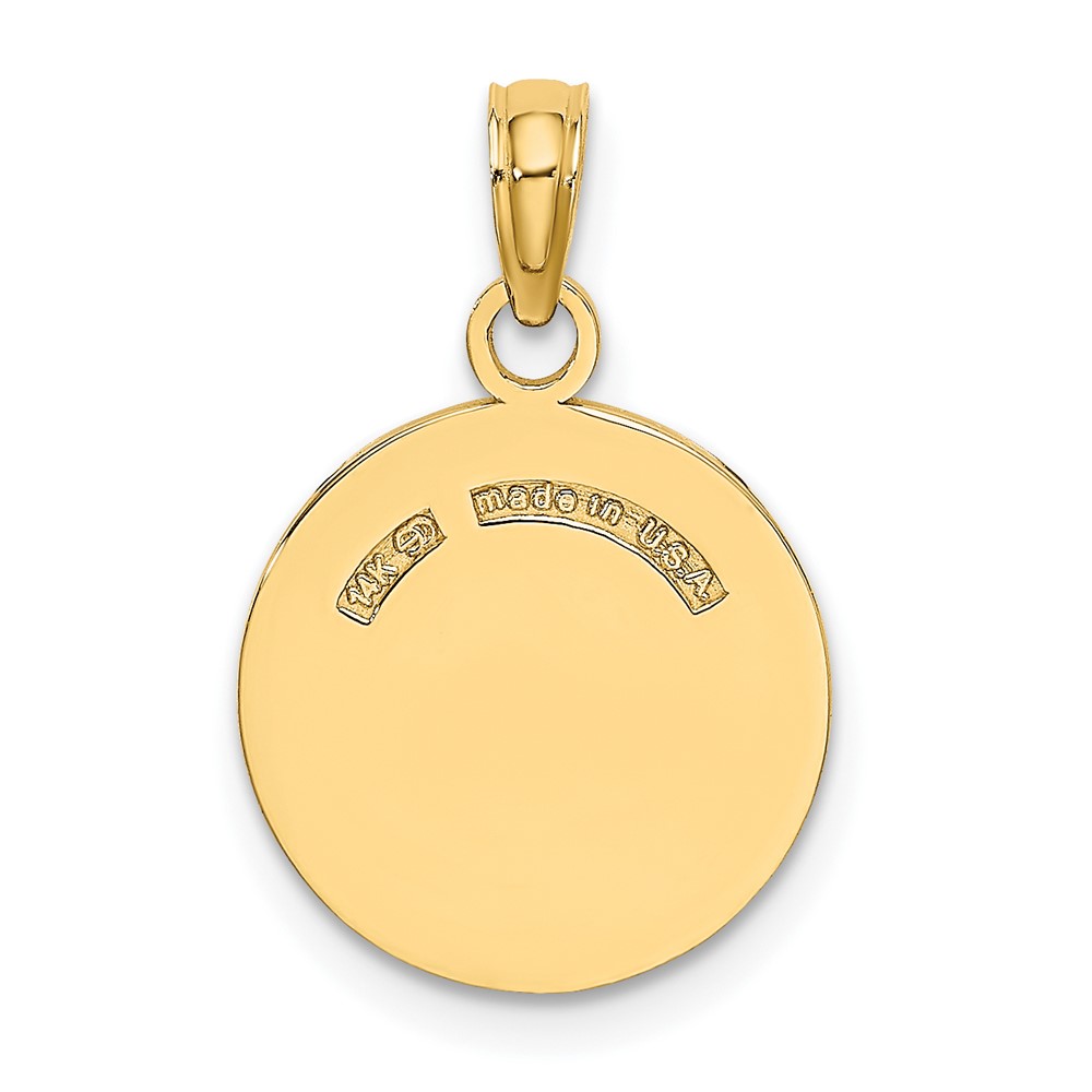 14K Polished and Textured Flat Baseball Charm (K8724)