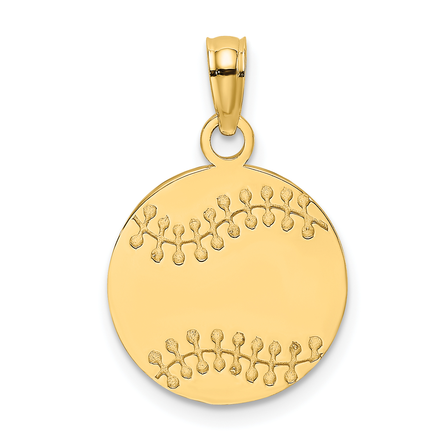 14K Polished and Textured Flat Baseball Charm (K8724)