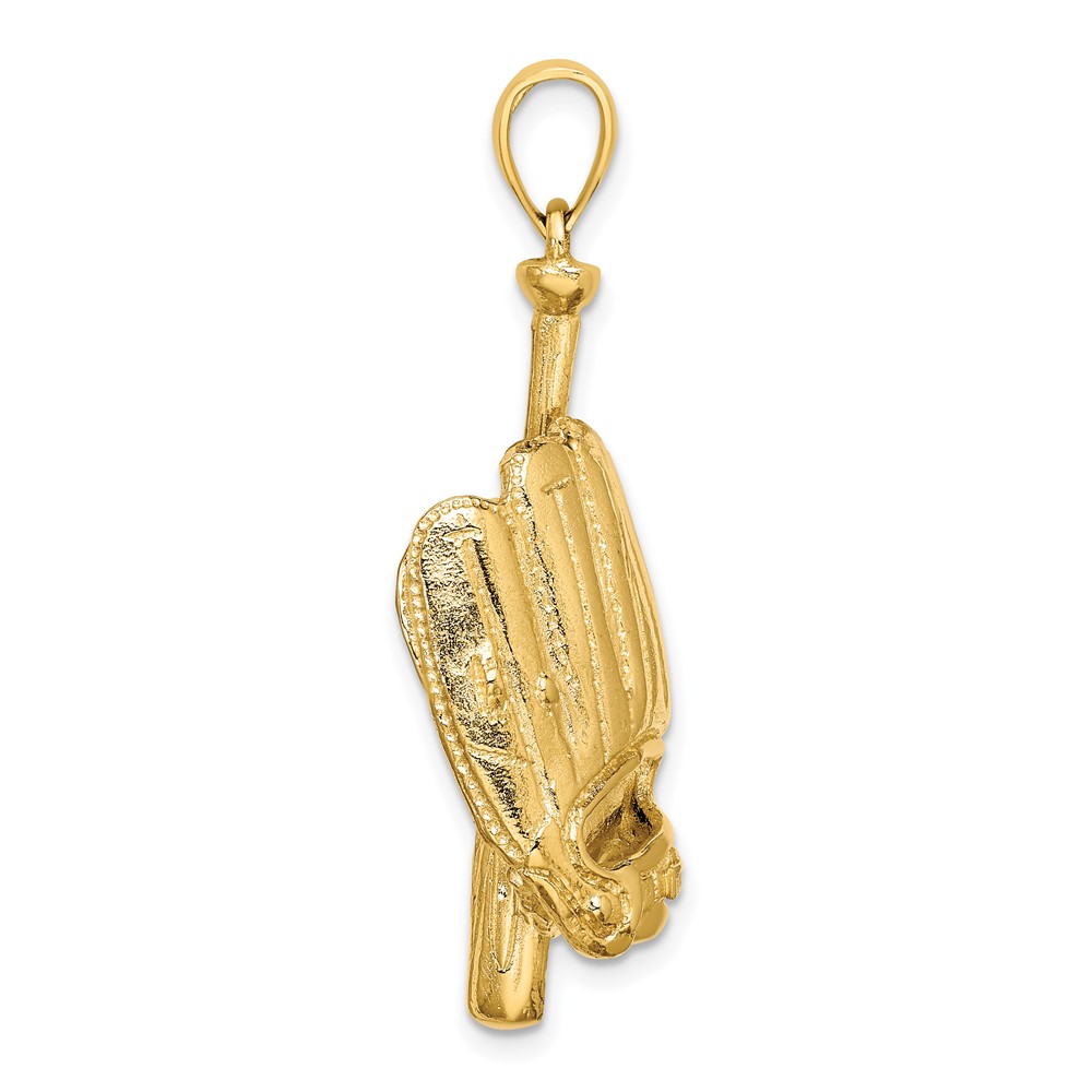 14K 3-D Baseball Glove, Bat, Ball Charm (K8736)