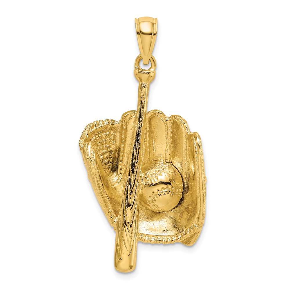 14K 3-D Baseball Glove, Bat, Ball Charm (K8736)