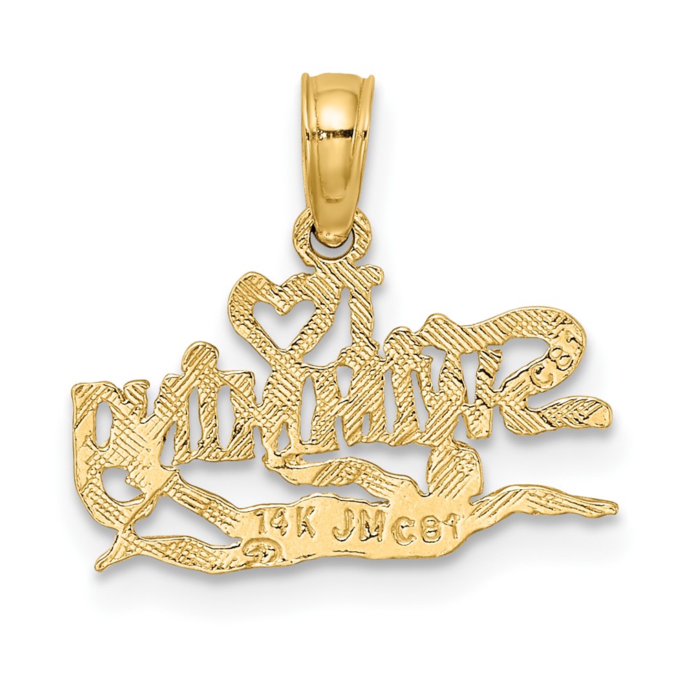 14K Polished  I HEART SWIMMING Charm (K8740)
