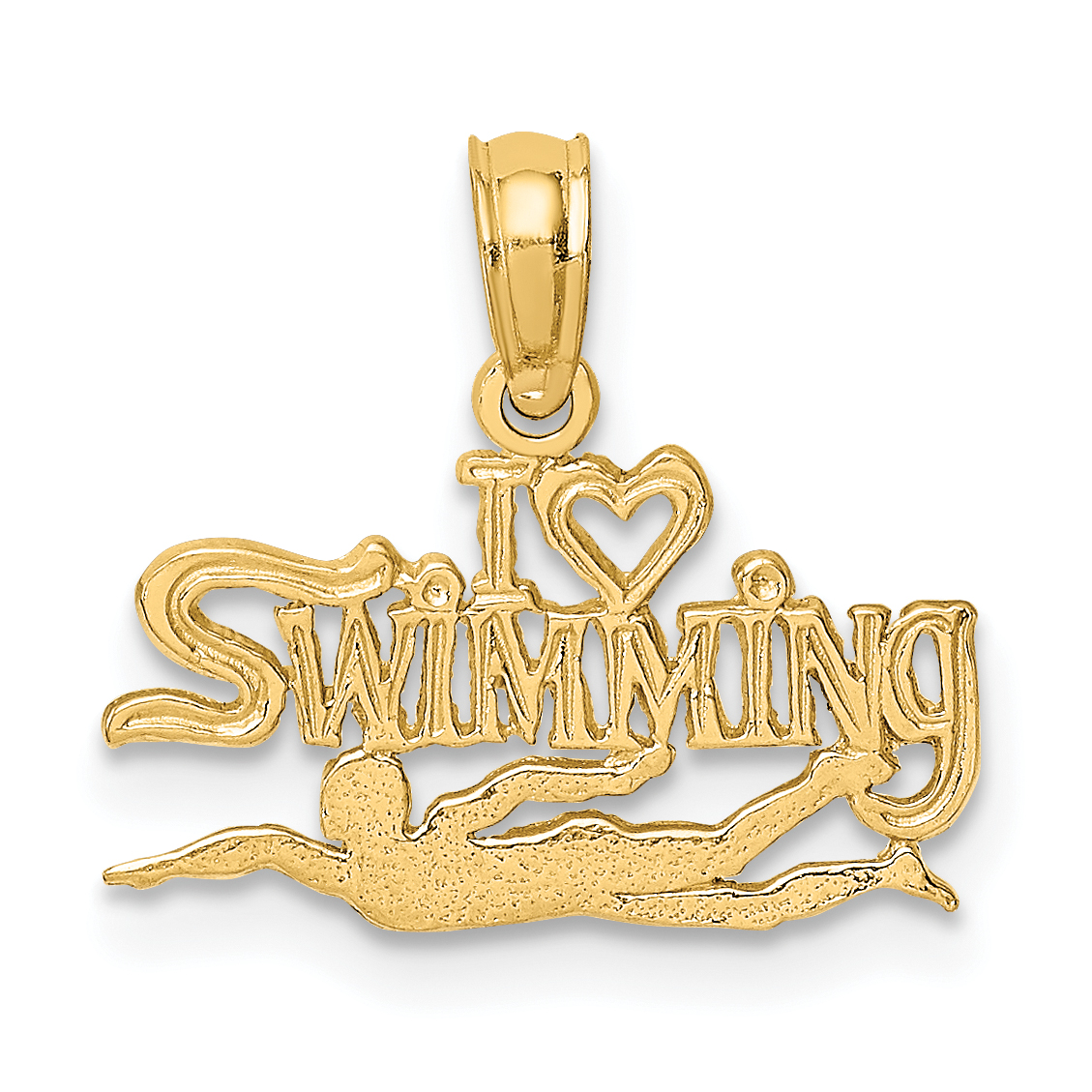 14K Polished  I HEART SWIMMING Charm (K8740)