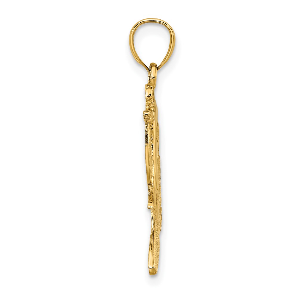 14K Polished and Textured Surfer and Wave Charm (K8742)