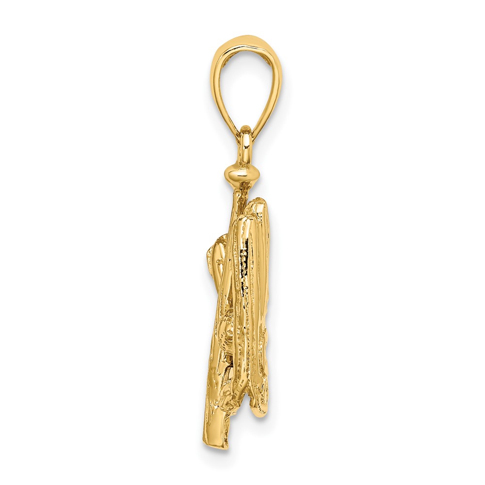 14K 3-D Polished Baseball Glove, Bat and Ball Charm (K8745)