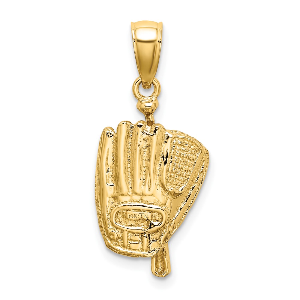 14K 3-D Polished Baseball Glove, Bat and Ball Charm (K8745)