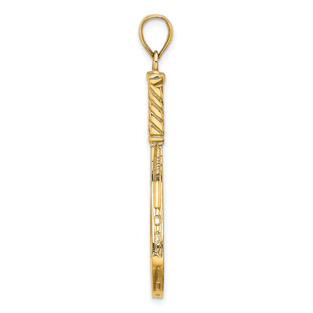 14K 3-D Polished Tennis Racquet Charm (K8749)