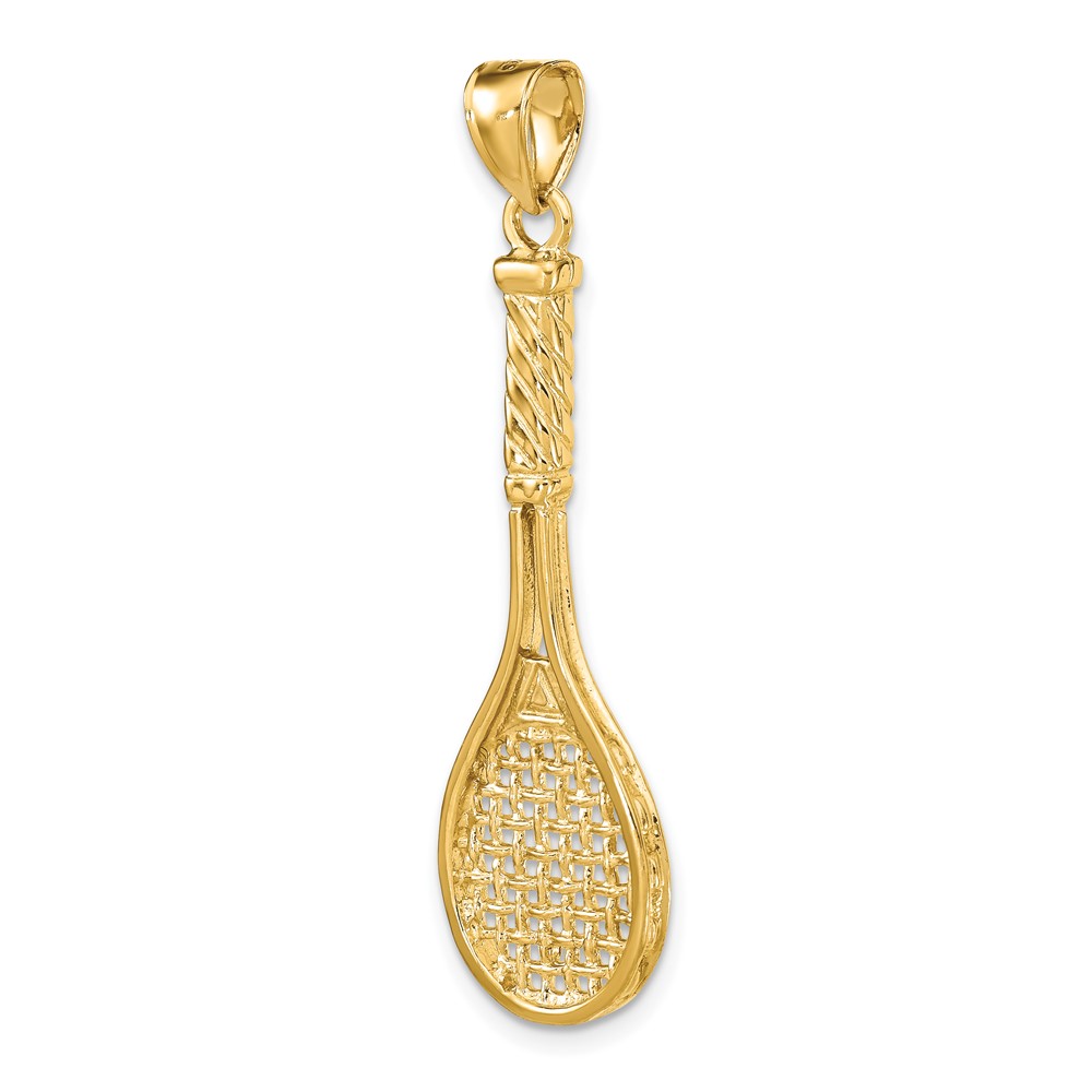 14K 3-D Polished Tennis Racquet Charm (K8749)