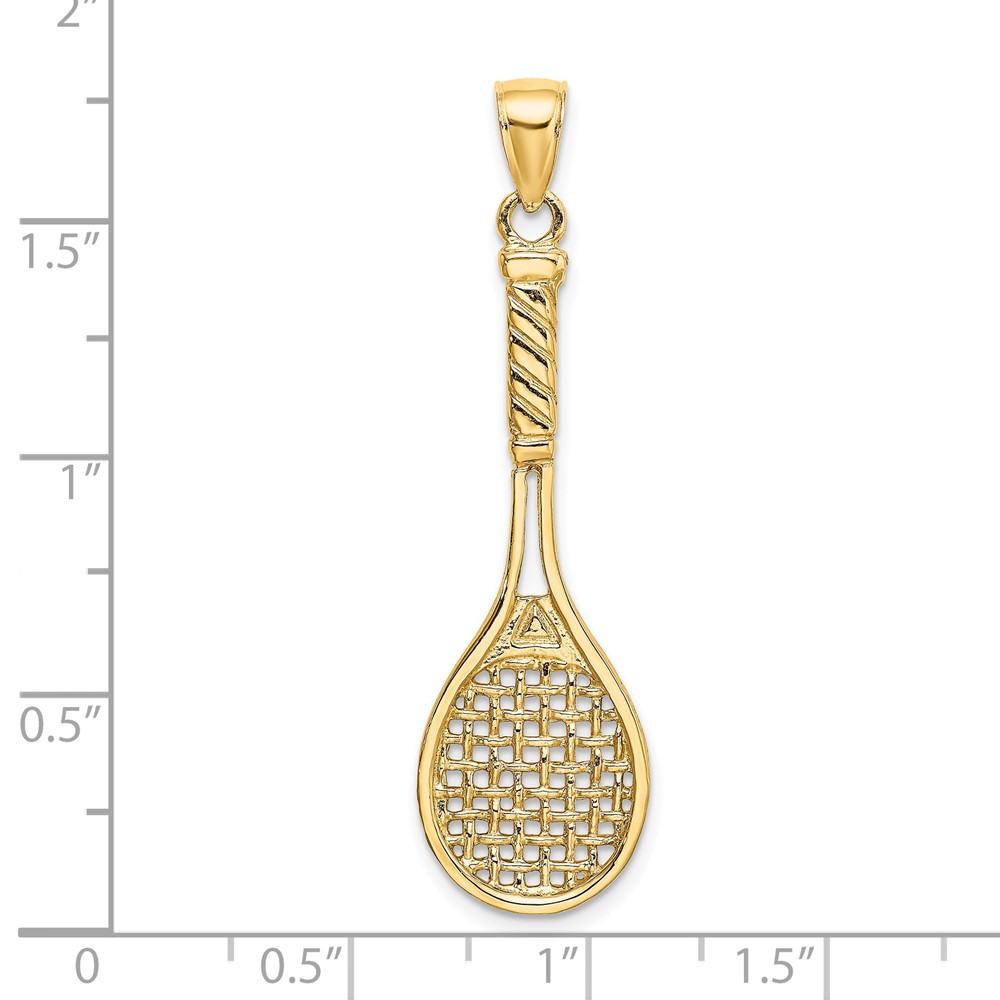 14K 3-D Polished Tennis Racquet Charm (K8749)