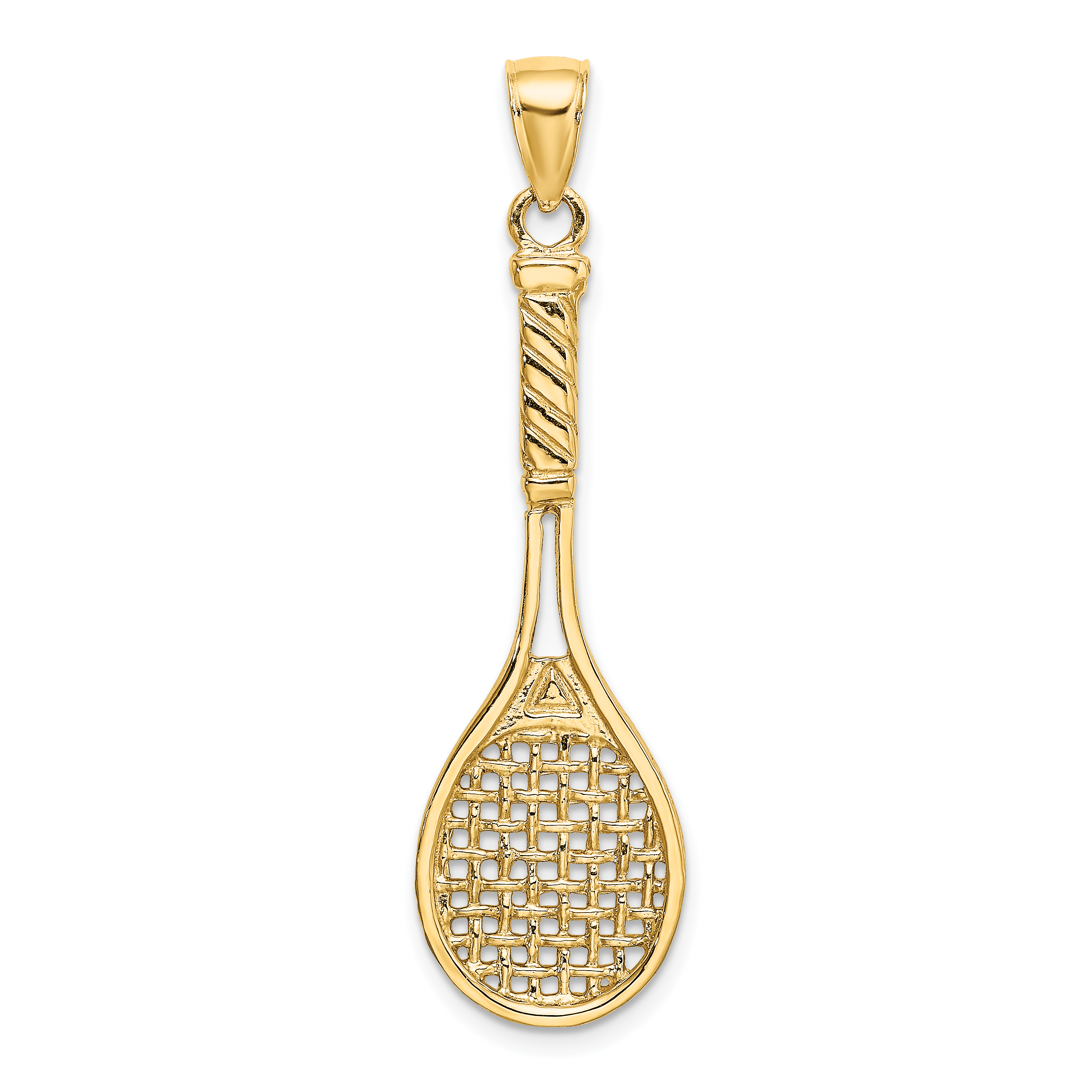 14K 3-D Polished Tennis Racquet Charm (K8749)